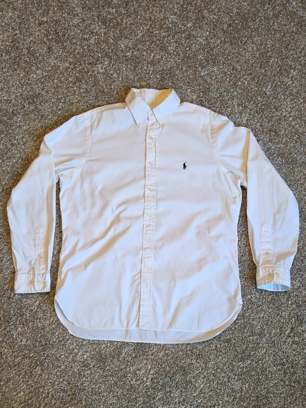 POLO RALPH LAUREN White Long-Sleeve Button-Down Dress Shirt
